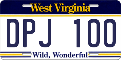 WV license plate DPJ100