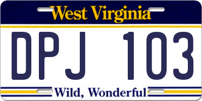 WV license plate DPJ103