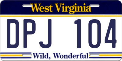 WV license plate DPJ104