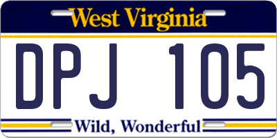 WV license plate DPJ105