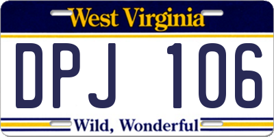 WV license plate DPJ106