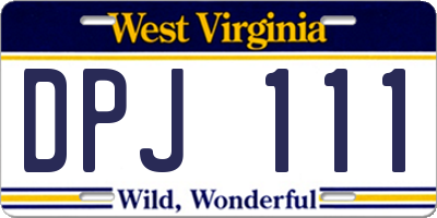 WV license plate DPJ111