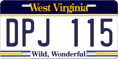 WV license plate DPJ115