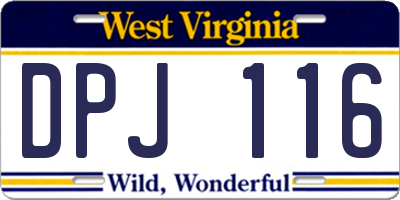WV license plate DPJ116