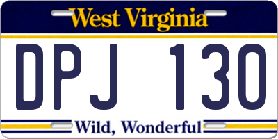 WV license plate DPJ130
