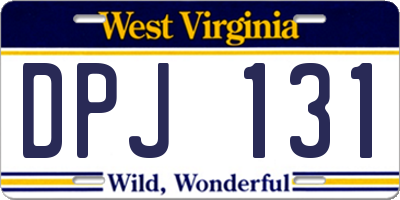 WV license plate DPJ131