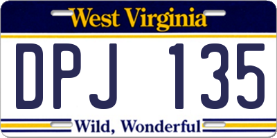 WV license plate DPJ135