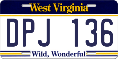 WV license plate DPJ136