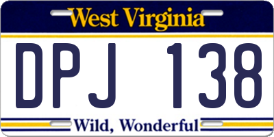 WV license plate DPJ138