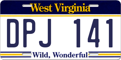 WV license plate DPJ141