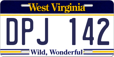 WV license plate DPJ142