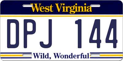 WV license plate DPJ144