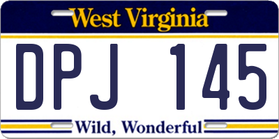 WV license plate DPJ145