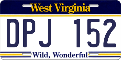 WV license plate DPJ152