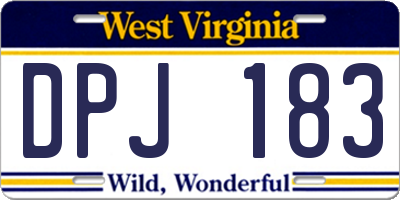 WV license plate DPJ183