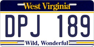WV license plate DPJ189