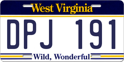 WV license plate DPJ191
