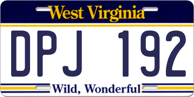 WV license plate DPJ192