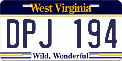 WV license plate DPJ194