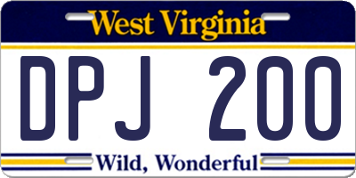 WV license plate DPJ200