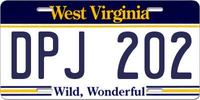 WV license plate DPJ202