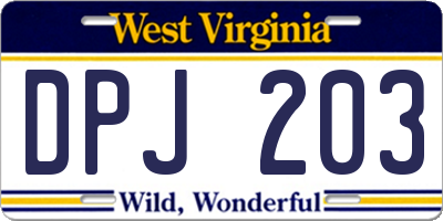 WV license plate DPJ203