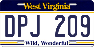 WV license plate DPJ209