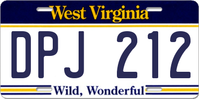 WV license plate DPJ212