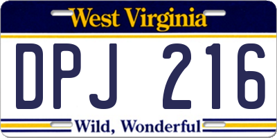 WV license plate DPJ216