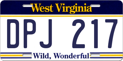 WV license plate DPJ217