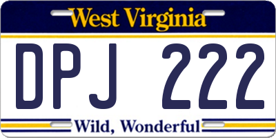 WV license plate DPJ222