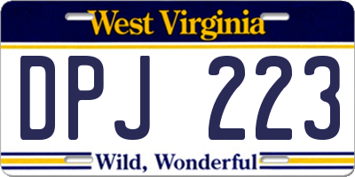 WV license plate DPJ223