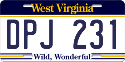 WV license plate DPJ231