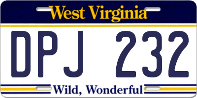 WV license plate DPJ232