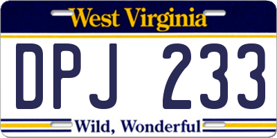 WV license plate DPJ233