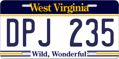 WV license plate DPJ235