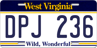 WV license plate DPJ236