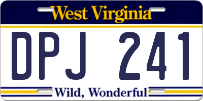 WV license plate DPJ241
