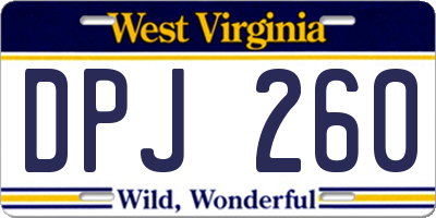 WV license plate DPJ260