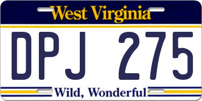 WV license plate DPJ275