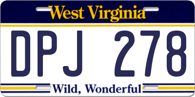 WV license plate DPJ278