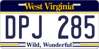 WV license plate DPJ285