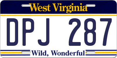 WV license plate DPJ287
