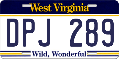 WV license plate DPJ289