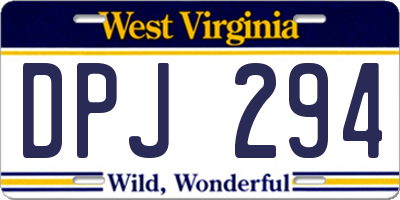 WV license plate DPJ294