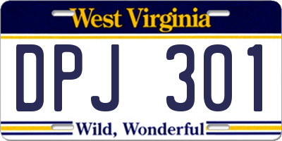 WV license plate DPJ301