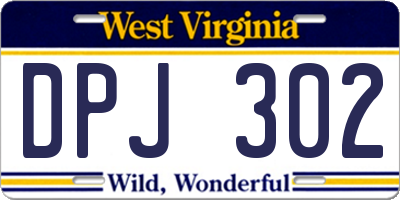 WV license plate DPJ302
