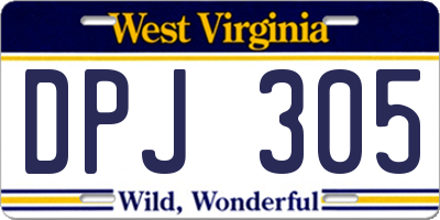 WV license plate DPJ305