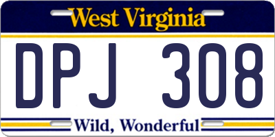 WV license plate DPJ308