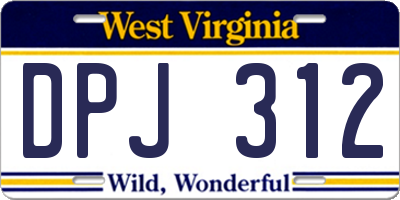 WV license plate DPJ312